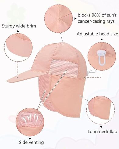 Century Star UPF 50+ Baby Sun Hat with Neck Flap Infant Toddler Girl Beach Hats Wide Brim Baby Boy Sun Hat Kids Swim Cap in Saudi Arabia