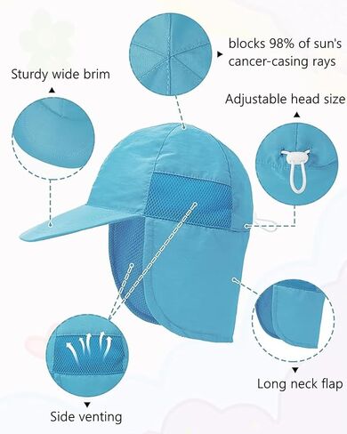 Century Star UPF 50+ Baby Sun Hat with Neck Flap Infant Toddler Girl Beach Hats Wide Brim Baby Boy Sun Hat Kids Swim Cap in Saudi Arabia