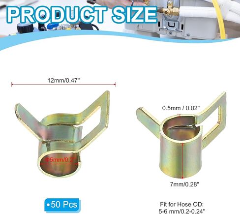 PATIKIL Spring Band Hose Pipe Clamps for 22-26.2 mm OD Hose, 50 Pack Silicone Vacuum Constant Tension Band Clips for Fuel Line Silicone Air Hose Tube Water Pipe, Gold in Saudi Arabia