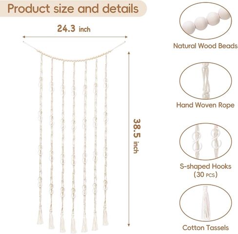Headband Holder Hair Bows Organizer for Baby Girls, Macrame Bow Holder Hair Accessories Organizer, Wooden Beads Garland Bow Hanger Storage Wall Hanging Boho Decor for Baby Nursery Toddler Girls Room in Saudi Arabia
