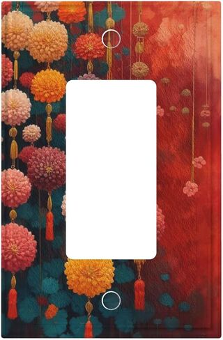 Decorative Art Light Switch Covers Asian Color Knot 2 Gang Double Toggle Wall Plate Decorative Switchcover Electrical Switchplate,5x4.9IN in Kuwait