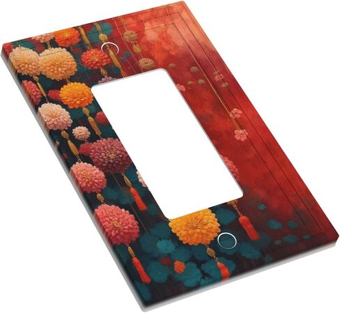 Decorative Art Light Switch Covers Asian Color Knot 2 Gang Double Toggle Wall Plate Decorative Switchcover Electrical Switchplate,5x4.9IN in Kuwait