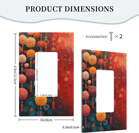 Decorative Art Light Switch Covers Asian Color Knot 2 Gang Double Toggle Wall Plate Decorative Switchcover Electrical Switchplate,5x4.9IN in Kuwait