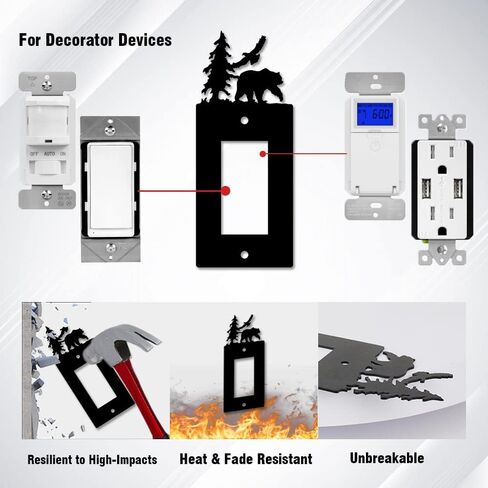 Eagle & Bear Light Switch Covers Wall Plate, Metal Decorative Plates Outlet Covers (GFCI) in Saudi Arabia