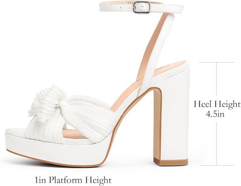 MUCCCUTE Bow Heels for Women Chunky Platform Heels with Ankle Strap Open Toe Heeled Sandals Bridal Wedding Dressy Shoes in Kuwait