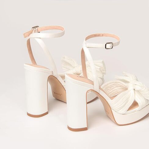 MUCCCUTE Bow Heels for Women Chunky Platform Heels with Ankle Strap Open Toe Heeled Sandals Bridal Wedding Dressy Shoes in Kuwait