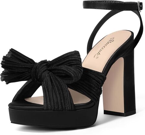 Mucccute Bow Enels for Women Chunky Platform Cheels with kal strap open tee heel heeled sandals bridal wedding shies shoes shoes in Kuwait