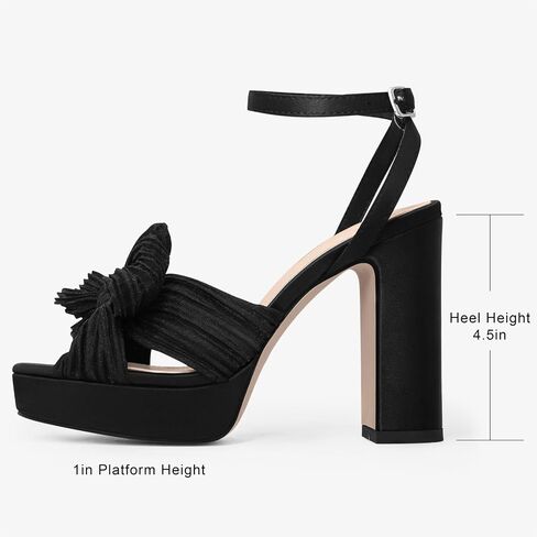 Mucccute Bow Enels for Women Chunky Platform Cheels with kal strap open tee heel heeled sandals bridal wedding shies shoes shoes in Kuwait