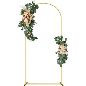 Wedding Arch Backdrop Stand 7.2FT Gold Wedding Balloon Arched Backdrop Stand Square Arch Frame for Birthday Party Bridal Baby Shower Ceremony Decoration