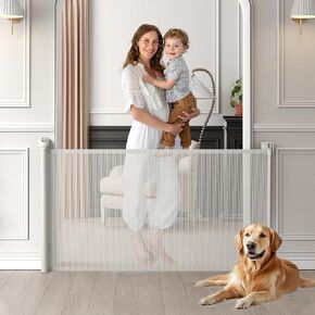 Retractable Baby Gate, Extra Tall Baby Gates for Stairs, Dog Gates for Doorways Safety Extends to 38x55in, White