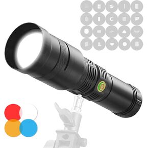 WELLMAKING RGB LED Photography Flashlight Aluminum, Professional Imaging Lens, Stepless Zoom Control, 7800mAh,4 Color Light with 20 gobos for Photo, Content Creation Video Recording Accessorie,YouTube