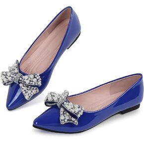 Leather Flats for Women Bling Rhinestone Pointed Non Slip Comfort Slip on Breathable Wedding Dress Ballet Flats Shoes