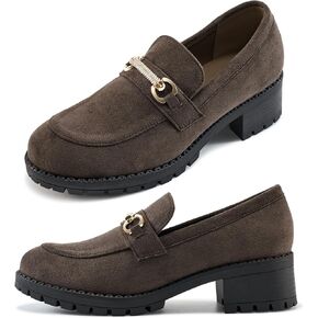 Ablanczoom Chunky Loafers for Women Platform: Comfortable Suede Penny Womens Loafer Dressy Slip On Casual Office Business Shoes