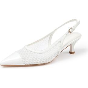 Kitten Heels for Women Mesh Pumps Slingback Closed Pointed Toe Heels Wedding Work Dress Sexy Low Pumps Shoes