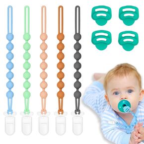 9 Pack Silicone Pacifier Clip with Adapter Ring for Philips Avent Soothie, One-Piece Soft Binky Clips Holder & Silicone Pacifier Adapter Rings fit Soothie, Newborn Baby Essentials for Teething Relief