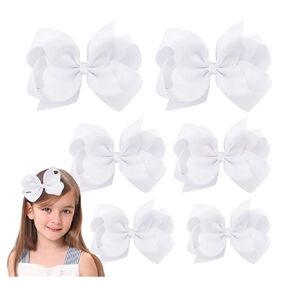 Navy Blue Hair Bow For Girls and Toddler - 6 pcs Grosgrain Alligator hair bows clips (6inch ×2, 4inch ×2, 3inch ×2)