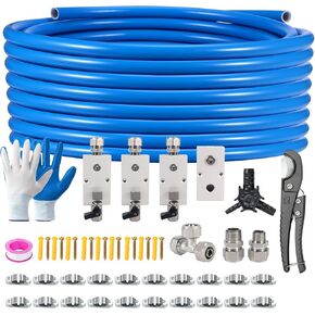 100FT&200FT ×1/2 Inch Shop Air Line Kit, Compressed Air Line Kit, Garage Rapid Air System, Air Compressor Hose Kit HDPE-Aluminum Piping Leak-Proof & Easy to Install