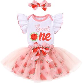 YOUNGER TREE Baby Girls 1st Birthday Outfit ONE Romper Tulle Tutu Skirt with Headband Sets Baby First Princess Dress