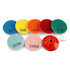 LOZLIN 8PCS 2 Inch Diamond Flexible Polishing Pad Kit 50mm Wet Polishing Pads for Granite Marble Concrete Floor Grinding Discs Angle Grinder Jade and Stone Small Grinding Head