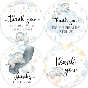 80 Elephant Baby Shower Thank You Stickers, Elephant Themed Baby Shower Favor Label Stickers(2 Inch)