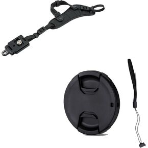 JJC Camera Hand Strap & 58mm Front Lens Cap Cover for Canon EOS Rebel T7 T6 T5 T8i T7i T6s T6i T5i T4i SL3 SL2 with EF-S 18-55mm Kit Lens, for Fujifilm X-T4 X-T3 X-T2 with XF 18-55mm Kit Lens & More