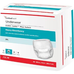 Sure Care Disposable Underwear Pull On with Tear Away Seams 2X-Large, 1560P, Plus Select, 48 Ct