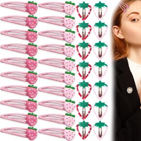 40 PCS مقاطع شعر الفراولة مجموعات لطيف y2k الفراولة الشعر barrettes Metal Snap Clips حلوة الشعر حلوة الفراولة الانفجارات الجانبية ملحقات الشعر للنساء الفتيات المراهقات أغطية الرأس