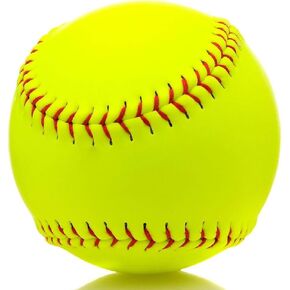 Rarapop Sports Fastpitch Softballs, Official Size and Weight Practice Softball, Unmarked & Leather Covered Training Ball for Games, Practice and Training(Yellow, 12 Inch)