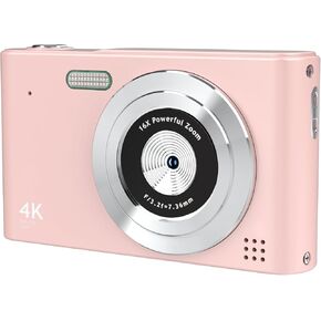 Digital Camera,Digital Cameras 16X Digital Zoom Anti Shake, Compact Portable Small Gift Camera for Kids Boys Girls Students, Cherry Powder
