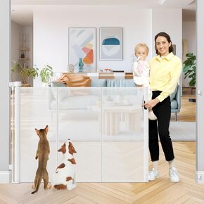 42 Inch Extra Tall Retractable Baby Gates with Reinforced Strips Outdoor Retractable Dog Gate Extra Tall Baby Gate for Doorways Retractable Baby Gate Extra Tall Retractable Mesh Gate for Kids and Pets