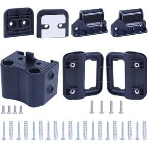 Stair Baby Gate Replacement Parts Kit, Retractable Baby Gate Parts for Stairway, Adjustable Full Set Wall Mounting Kit with Brackets, Hooks, Latches, Screws (Black)