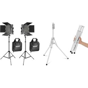 NEEWER 2 Pack Bi Color 660 LED Video Light and Stand Kit: (2) 3200-5600K CRI 96+ Dimmable Light, (2) 75 inches Light Stand for Studio Photography Video Recording, ST178R Light Stand Included