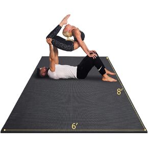 GXMMAT Large Yoga Mat 12'x6'/10'x6'/6'x8'(7mm), Extra Thick Workout Mats for Home Gym Flooring, Ultra Comfortable Non-Slip Quick Resilient Barefoot Wide Exercise Mat for Pilates, Stretching,Meditation