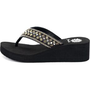 Yellow Box Women's Selvia Wedge Sandal, Round Toe, Medium-High 2 Inch Heel, 0.75 Inch Platform Comfortable Flip-Flop