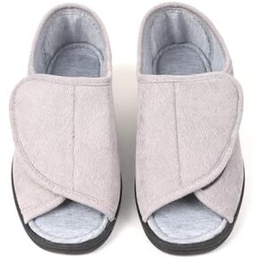 Open Toe Woman Diabetic Slippers, Memory Foam, Adjustable Closure, Orthopedic Walking Slippers for Indoor and Outdoor Use, Comfortable for Arthritis Swollen Feet Edema