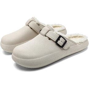 MGGMOKAY Unisex Winter Garden Shoes Fur Lined Clogs Warm House Slippers Indoor Outdoor Mules