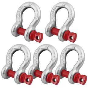 5 Pcs 5/16'' D Ring Anchor Shackles for Towing, Galvanized Screw Pin Clevis Shackle 750kg (1650lbs) Perfect for Jeeps/ATV's/Trucks/Trailers/Outdoor Adventure Camping