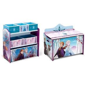 Delta Children Disney Frozen II 6 Bin Design and Store Toy Organizer, Greenguard Gold Certified & Deluxe Toy Box, Disney Frozen II