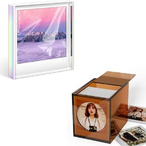 WINKINE Polaroid Storage Box & Polaroid Frame for Polaroid i-Type/600/SX-70 Film, 4.2" x 3.5" Acrylic Picture Frame for Polaroid Film, Polaroid Photo Picture Frame