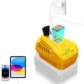 100W USB Wall Charging Kit Adapter for DeWalt 20V Battery, Replace for DCB094, QC3.0 Type-C and USB Port, with LED Display (Battery not Included)