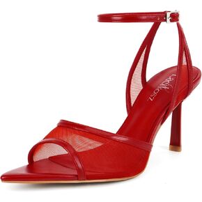 Women's Mesh High Heels Sandals Pointed Open Toe Ankle Buckle Strap Stiletto Heels Dress Wedding Shoes
