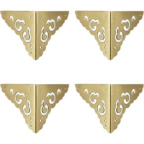 4Pcs Antique Brass Hollow Cloud Pattern Two Sides Corner Protectors Vintage Furniture Desk Edge Wooden Jewelry Gift Box Cabinet Corner Guard (Antique Bronze)