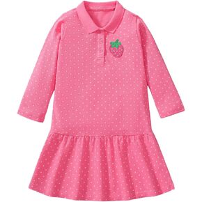 Girl's Polo Dress, Ruffle Pique Shirtdress School Uniform for Kids Toddler Baby Children