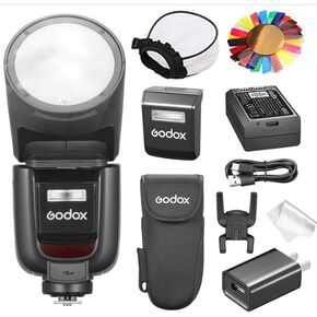 GODOX V1 PRO for Canon - Godox Flash for Canon GODOX V1 PRO C V1PRO C V1PRO-C TTL Round Head Camera Flash for Canon R6 .etc, 76Ws HSS 1/8000s, 2.4G Wireless,1.3s Recycle Time,M/TTL Flash Mode,Type-C