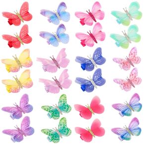 24 Pcs Baby Girls Hair Clips Butterfly Alligator Hair Clips Chiffon Hair Barrettes Hairpins Hair Accessories for Girl Teens Kids Babies Toddlers Women