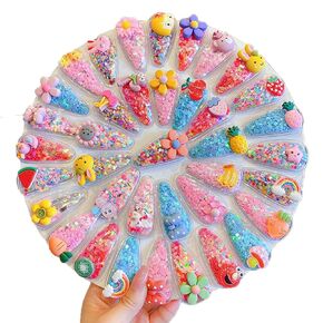 25 Pcs Baby Glitter Hair Clips Flower Fruit Cartoon Snap Hair Clips,Sparkle Girl Hair Clips for Baby Toddler Girls Kids(Random Pattern)