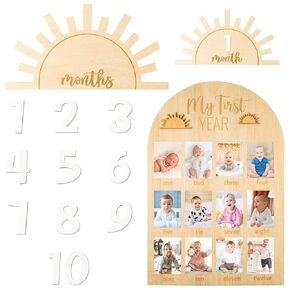 R HORSE Baby Monthly Milestone Cards with My First Year Photo Display Wood Board