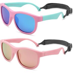 LIU·WEN Cute Polarized Baby Sunglasses with Strap - Flexible Frame for Toddler Newborn Infant 0-24 Months