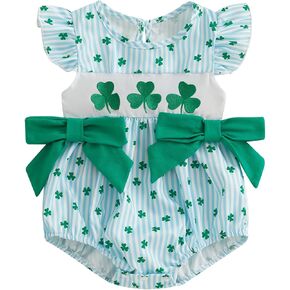 Newborn Baby Girl Sweet Plaid Romper Puff Sleeve Bunny Embroidery Smocked Bodysuit My First Easter Outfit