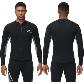 Owntop Wetsuit Top Jacket | 2MM Neoprene | Zippered Pockets | Extended Back Flap | Comfort & Warmth | All Watersports-Surfing, Snorkeling, Swimming